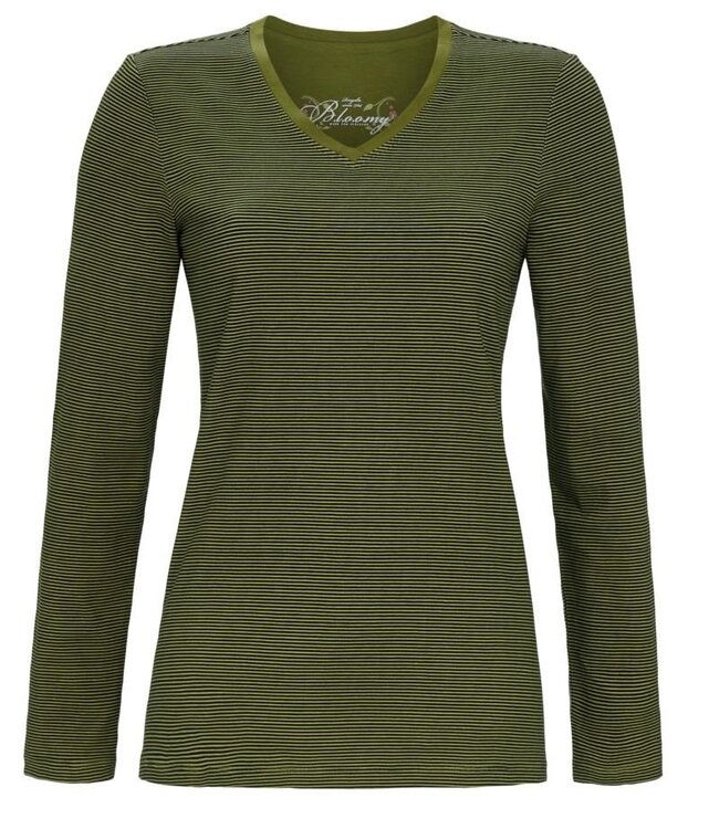 T-Shirt met V-hals - Green Pepper