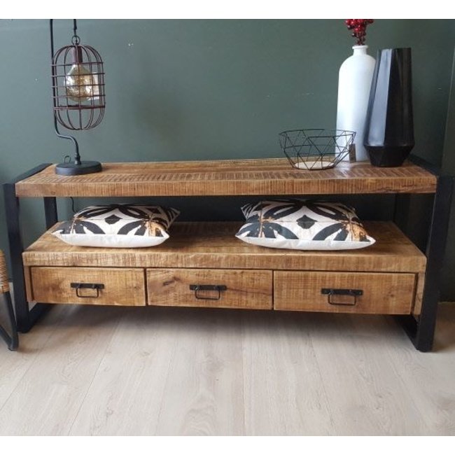 Benoa TV meubel Industrial Mango met 3 lades