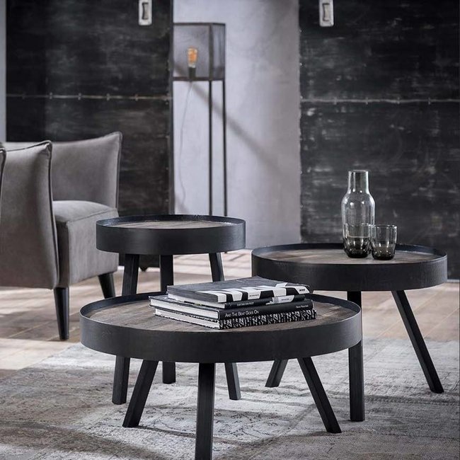 WoonStijl Ronde bijzettafel Teca Ø 75 cm met stalen rand