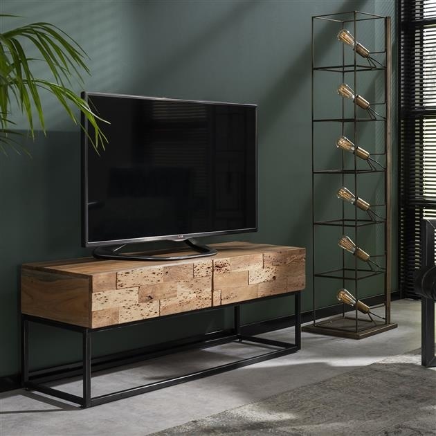 TV-meubel 2 / Massief acacia gezandstraald / Gratis bezorgd - Houten Outlet