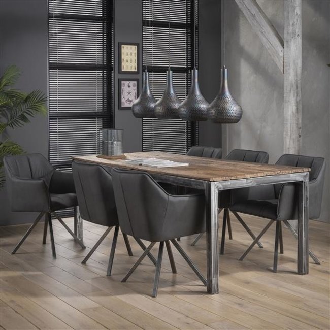 WoonStijl Armstoel grid draaibaar RVS Buffelo zwart