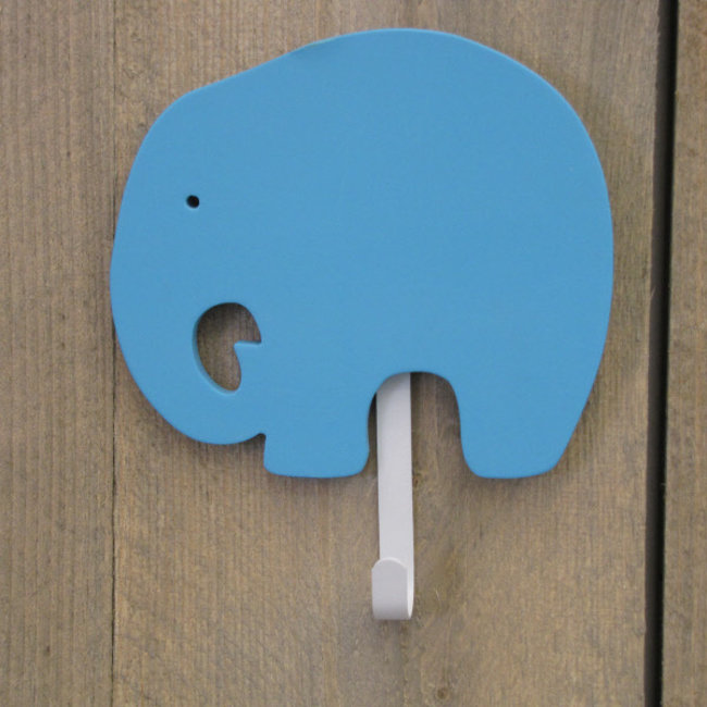 Kapstokje olifant 1-haak turquoise - Set van 2