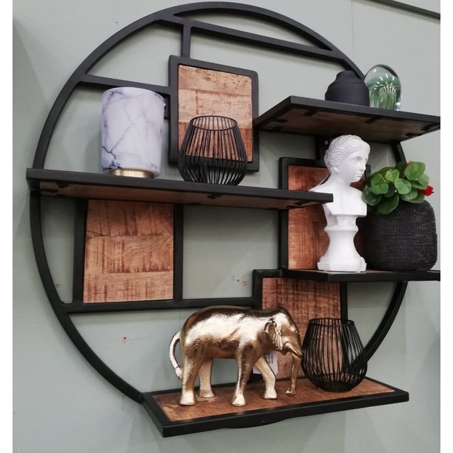 Benoa Wandrek open rond mango industrieel - 100 cm