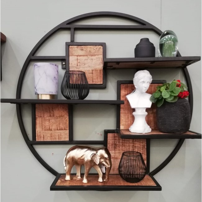 Benoa Wandrek open rond mango industrieel - 80 cm