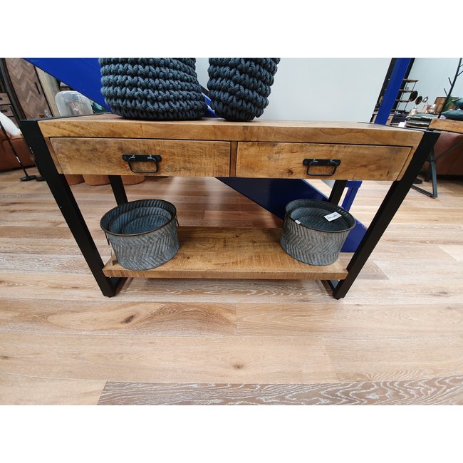 Benoa Sidetable mango met 2 lades en onderblad 120 cm