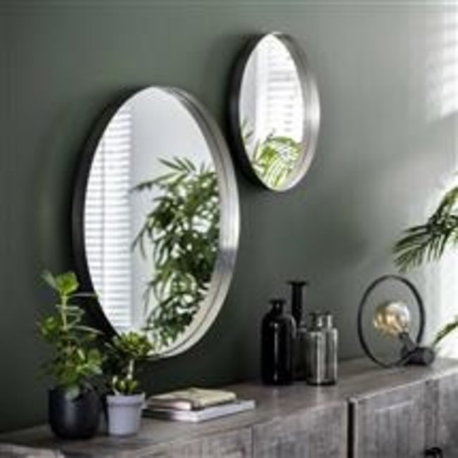 WoonStijl Spiegel Ø50 opstaande rand antiek nikkel