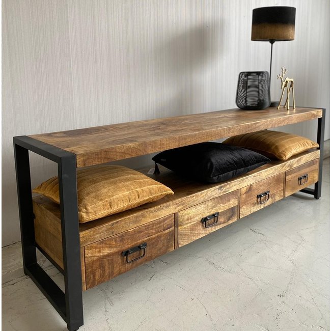 Benoa TV meubel Industrial Mango met 4 lades