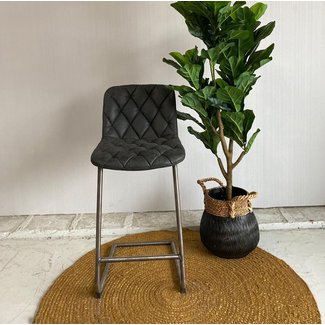 WoonStijl Barstoel grid Wax PU zwart - Showroommodel
