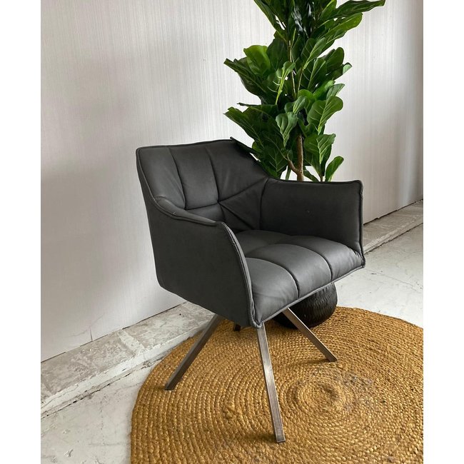 WoonStijl Armstoel grid draaibaar RVS Buffelo zwart