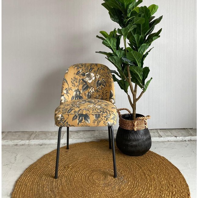 Eettafelstoel mosterd met print