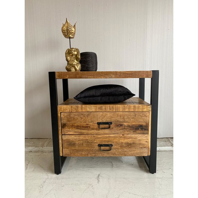 Benoa Ladekast Mango industrieel met open vak