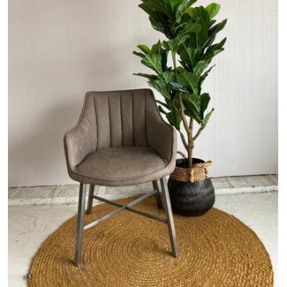 WoonStijl Eettafelfauteuil Striped PU Taupe