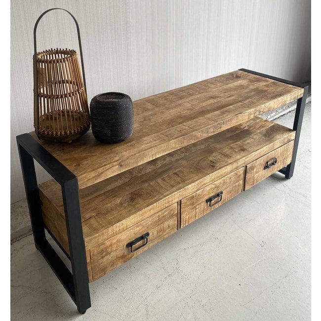 Benoa TV meubel Industrial Mango met 3 lades