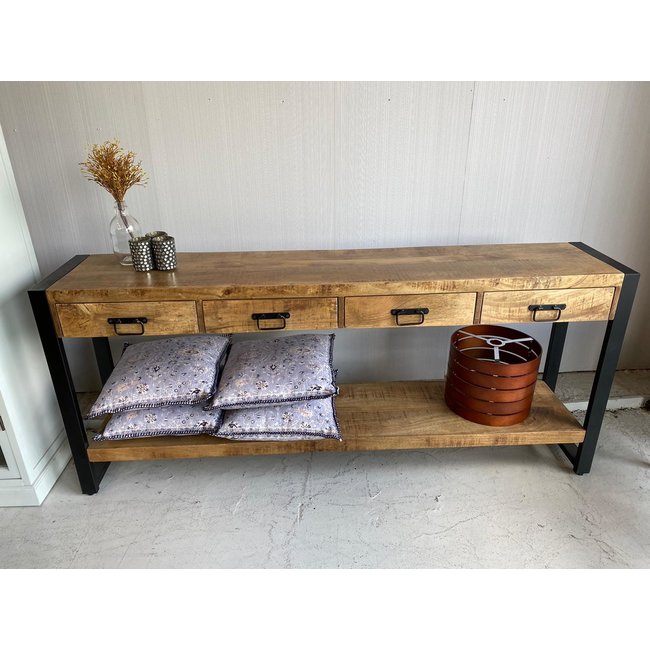 Benoa Sidetable mango met 4 lades en onderblad 180 cm