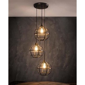 WoonStijl Hanglamp 3xØ33 Globe Getrapt