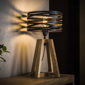 WoonStijl Tafellamp twist houten kruisframe / Slate grey
