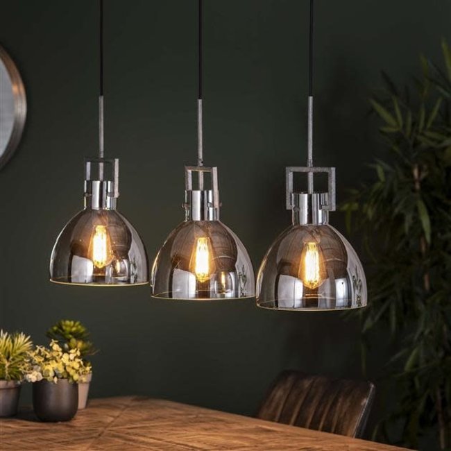 WoonStijl Hanglamp 3L industry chromed glass