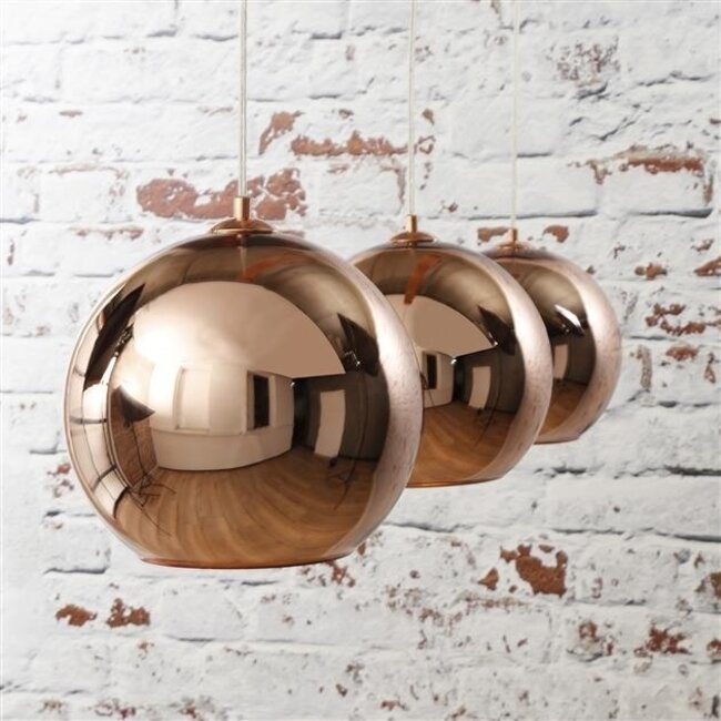 WoonStijl Hanglamp 3L Globe koper