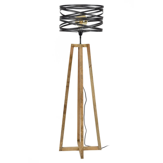 WoonStijl Vloerlamp twist houten kruisframe / Slate grey