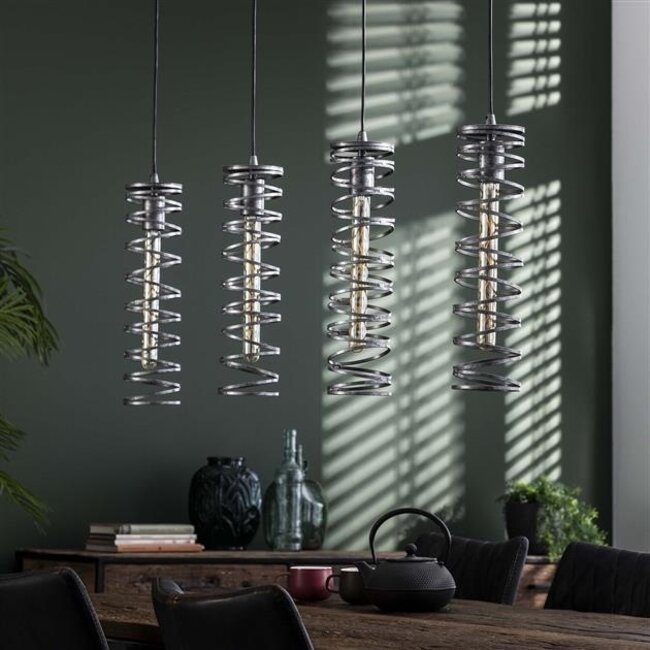 WoonStijl Hanglamp 4L spiral / Burned zilverkleurig