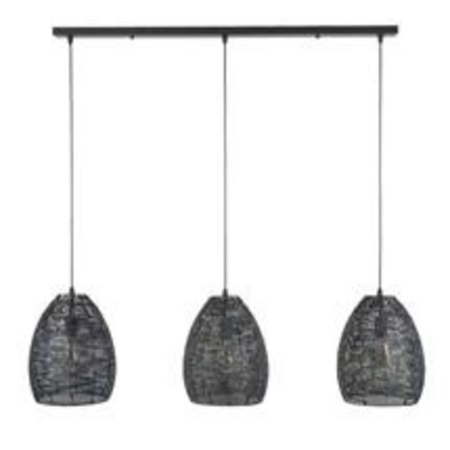 WoonStijl Hanglamp 3x armor ovaal / Zwart bruin