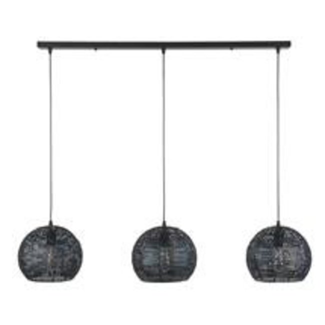 WoonStijl Hanglamp 3x armor half rond / Zwart bruin