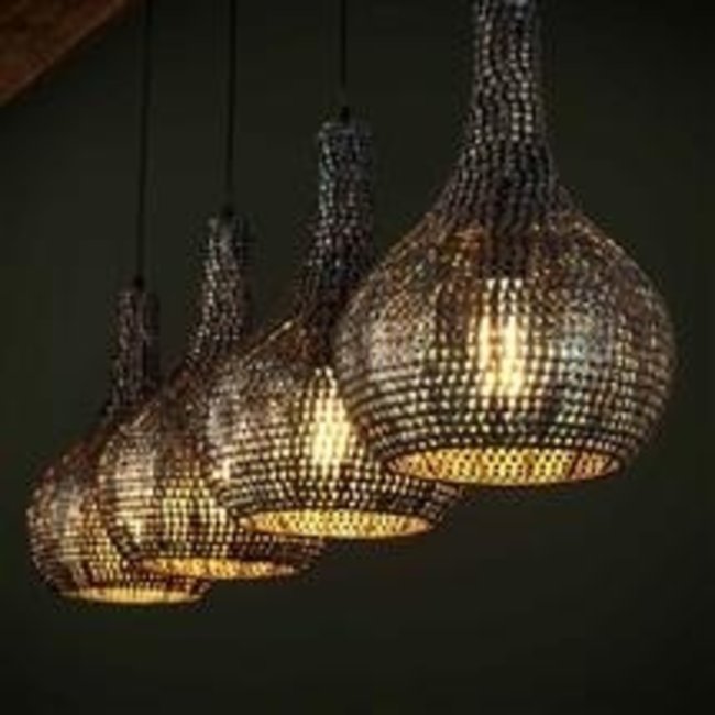 WoonStijl Hanglamp 4L armor kegel / Zwart bruin