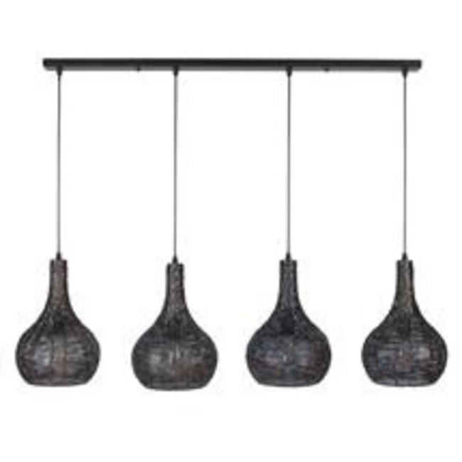 WoonStijl Hanglamp 4L armor kegel / Zwart bruin