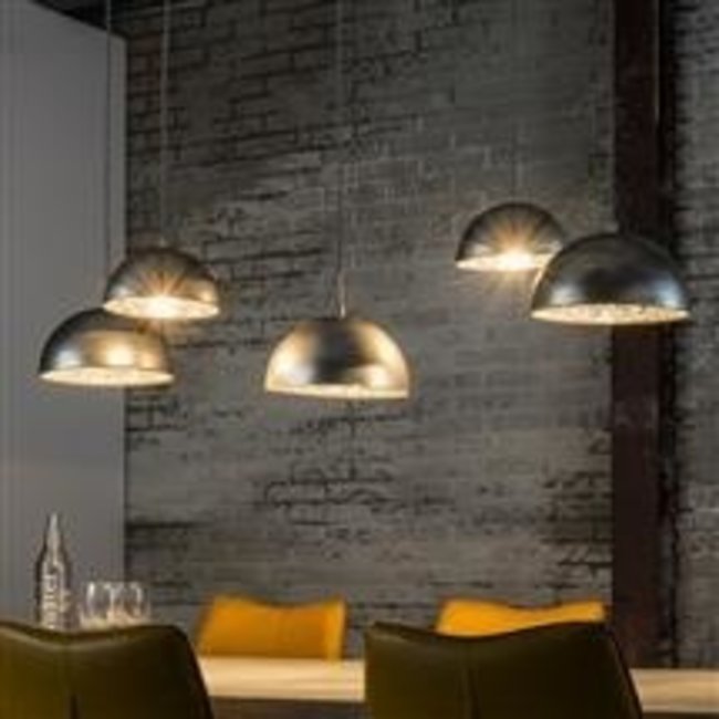 WoonStijl Hanglamp 5L met crossbar en old silvery mirror inside. / Old silvery finish