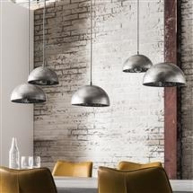 WoonStijl Hanglamp 5L met crossbar en old silvery mirror inside. / Old silvery finish