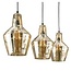 WoonStijl Hanglamp 3L amber glas kegel / Oud zilver
