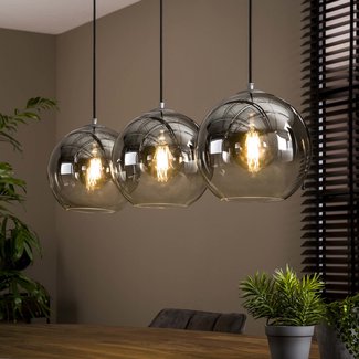 WoonStijl Hanglamp 3L bubble shaded oud zilver