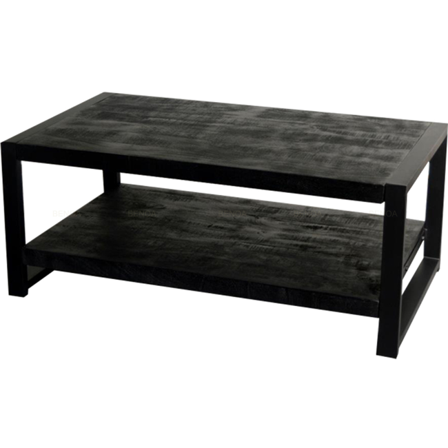 Benoa Salontafel Industrial Zwart Mango met onderblad