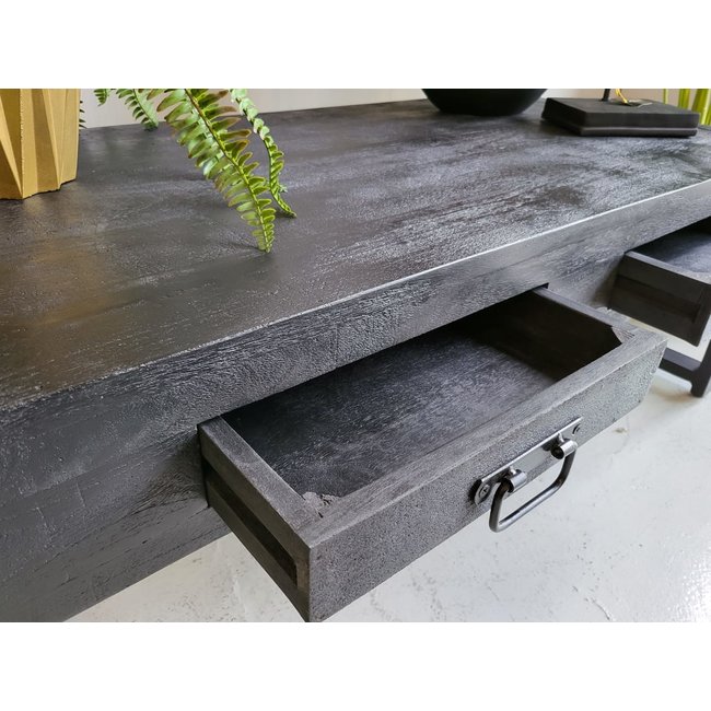 Benoa Salontafel Industrial zwart Mango met lades