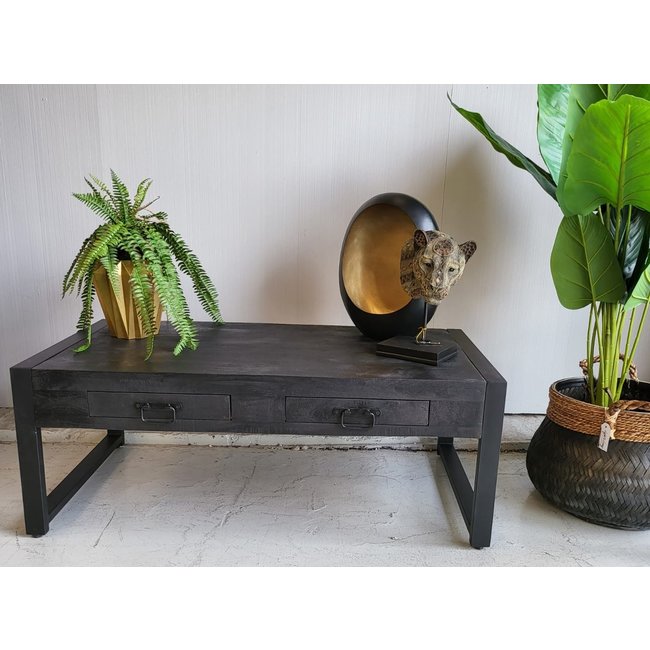 Benoa Salontafel Industrial zwart Mango met lades