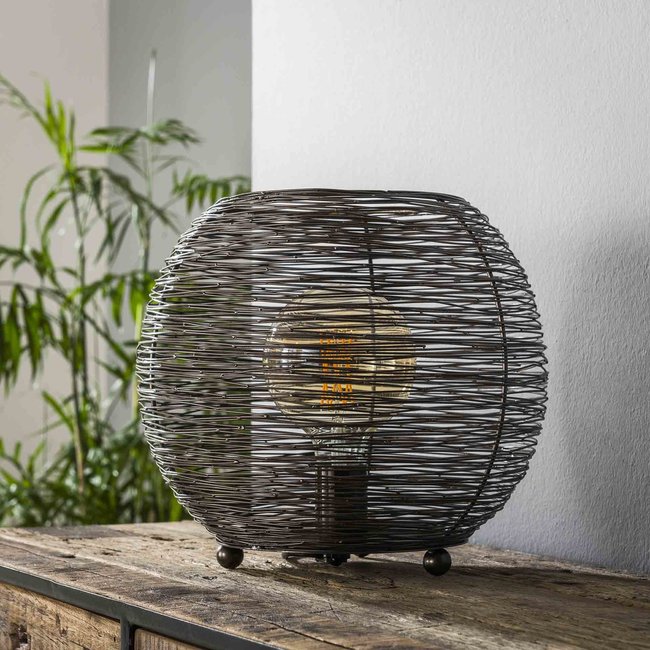 WoonStijl Tafellamp Ø35 web L Zwart Nikkel