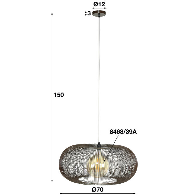 WoonStijl Hanglamp Ø70 copper twist