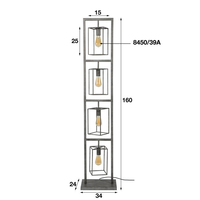 WoonStijl Vloerlamp 4x Cubic Tower