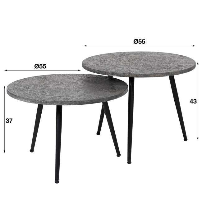 WoonStijl Salontafel Ø55 set van 2 metallic ronde buis