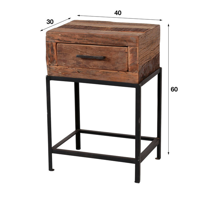WoonStijl Nachtkastje lodge met 1 lade