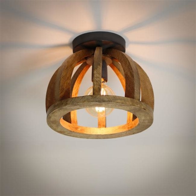 WoonStijl Plafondlamp gebogen houten spijl