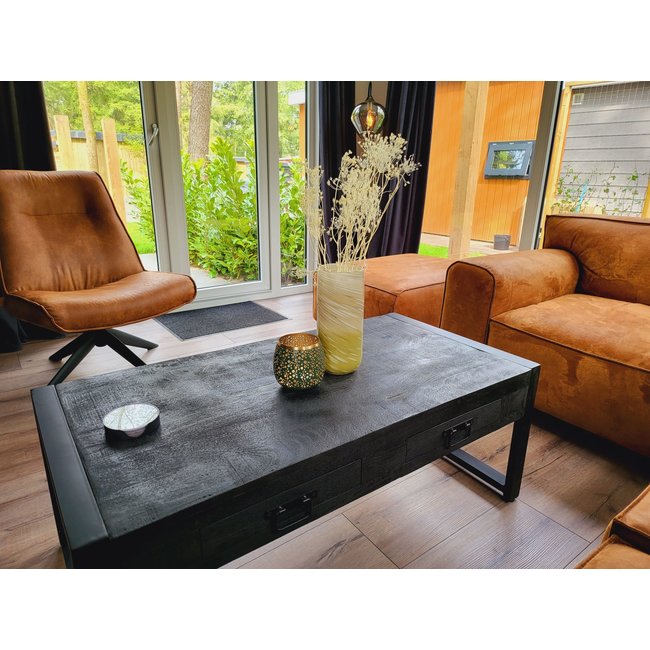 Benoa Salontafel Industrial zwart Mango met lades