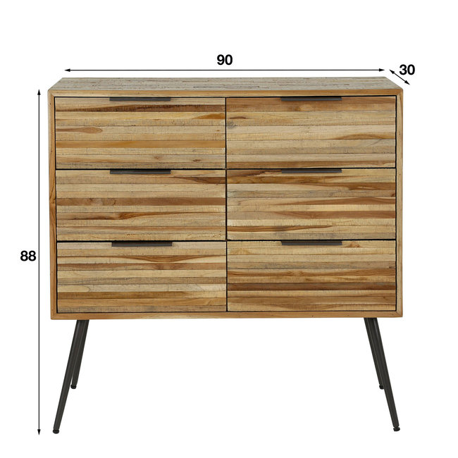 WoonStijl Ladekast 6L Teca strip