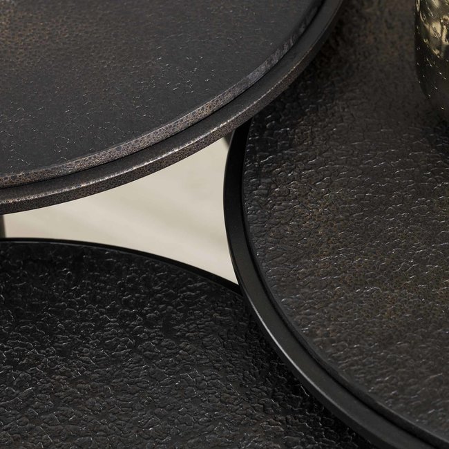 WoonStijl Salontafel set van 3 rond metallic