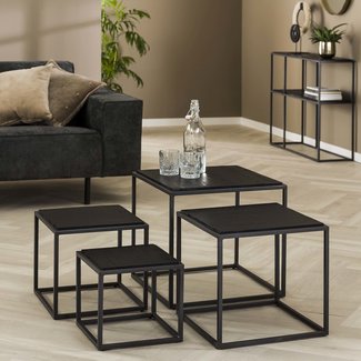 WoonStijl Salontafel set van 4 Teca black