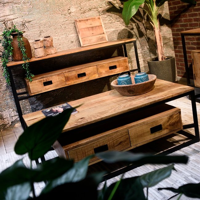 Benoa Sidetable Len Mango 3 lades