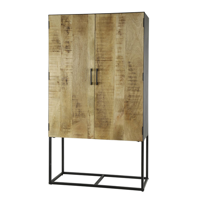 WoonStijl Wandkast 2D metal wood Massief mango blank antiek