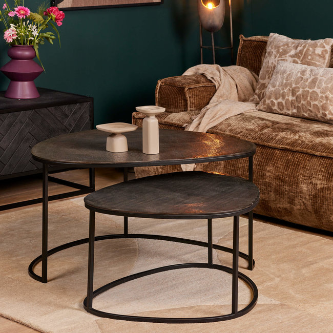 Starfurn Salontafel set Lana Zwart aluminium