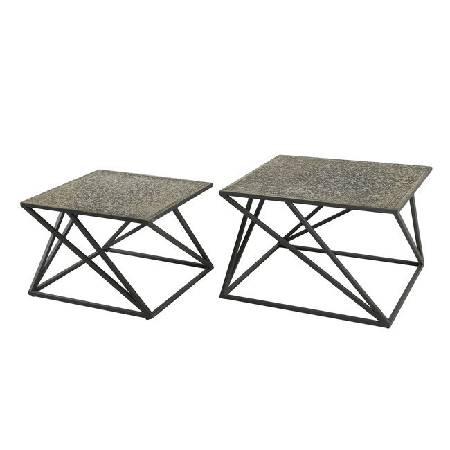 WoonStijl Salontafel set van 2 X cross metallic