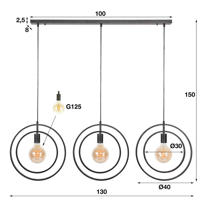 WoonStijl Hanglamp 3L Turn around